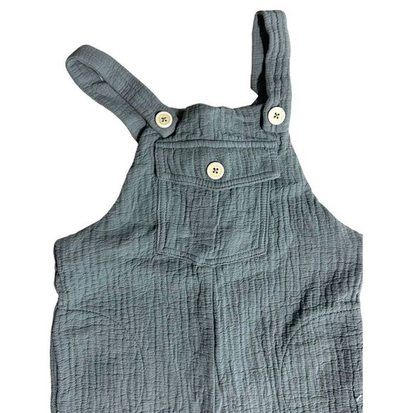 ZARA Kids | Gray-Blue | CONTRAST BUTTON TEXTURED OVERALLS - Picture 5 of 7